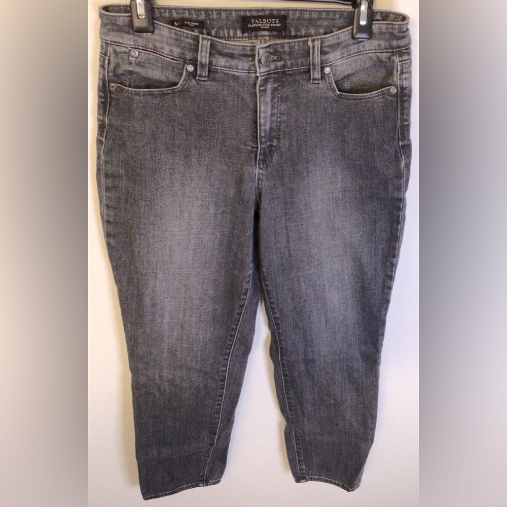 Talbots gray flawless five pocket slim ankle jeans size 8 petite